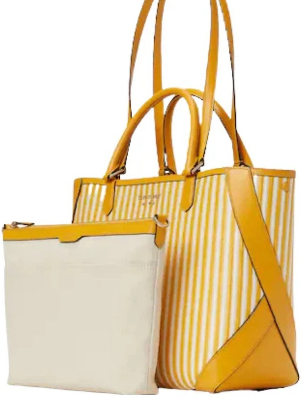 Kate spade Buddie Striped Straw Small Tote yellow and white new with tag